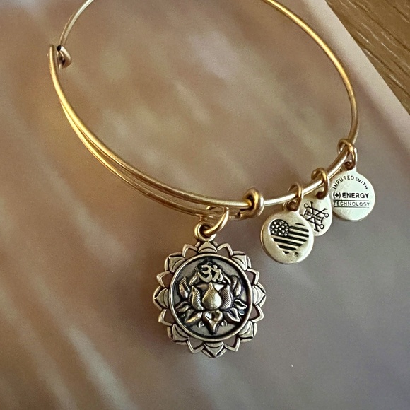 For Women Alex And Ani Lotus Peace Bangle Expandable Brass